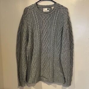 Pure Stuff Grey Cable Knit Cotton Long Sleeve Pullover Sweater Women’s Size XL